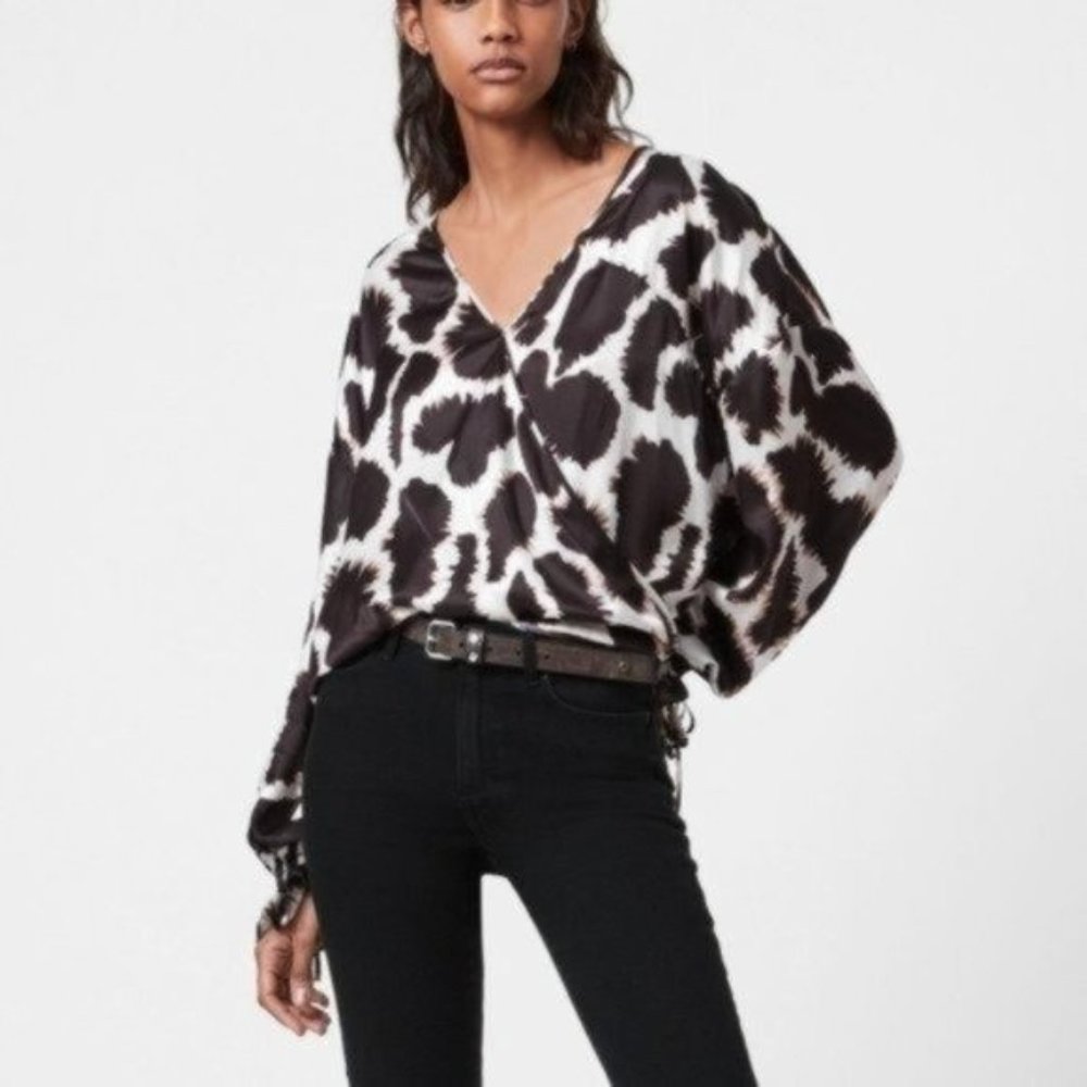 NWT All Saints Silk Penny Tabula Blouse Size 8